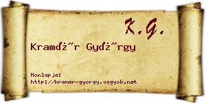 Kramár György névjegykártya